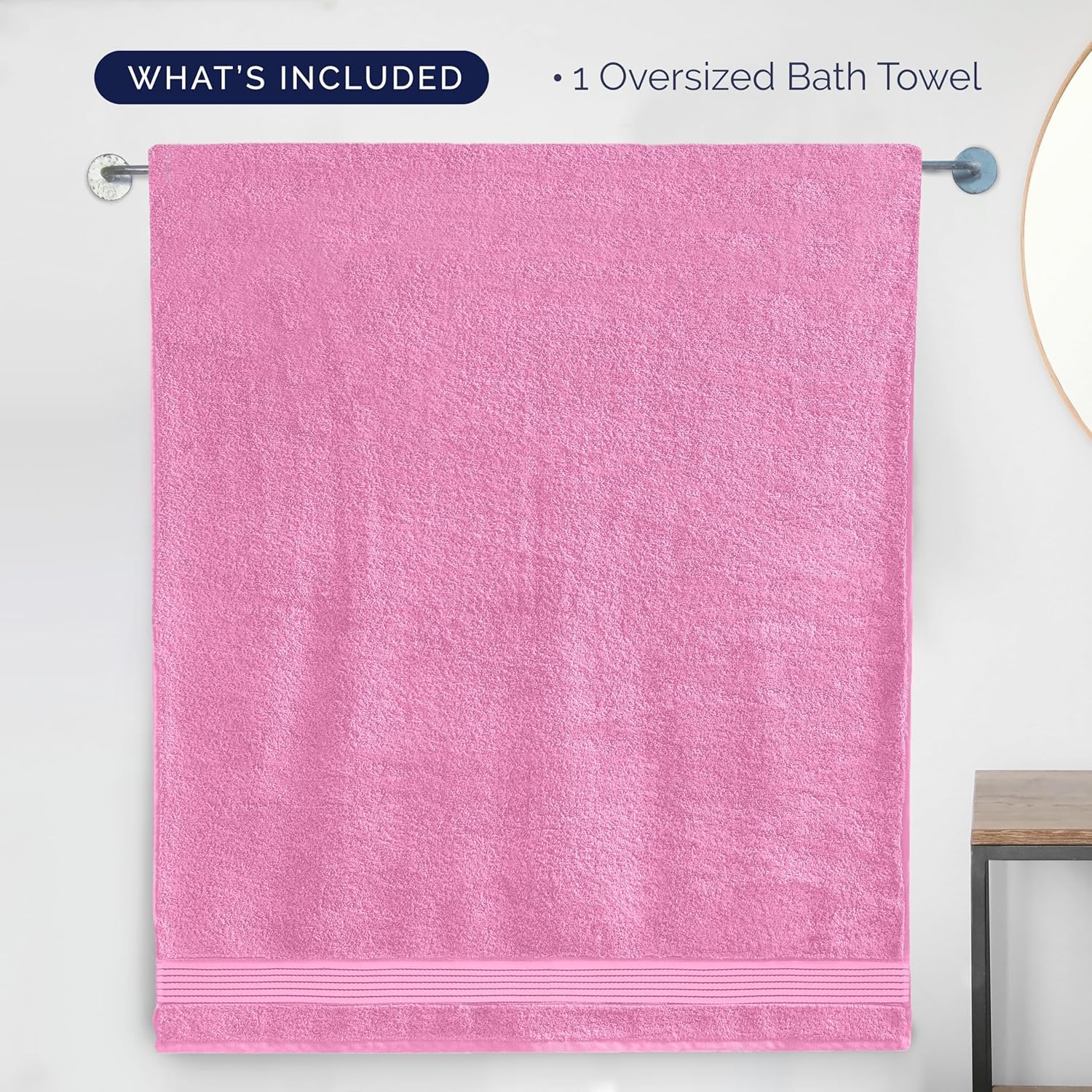 Tiqh 100% Organic Cotton Bath Towel 600 Gsm | Highly Absorbent & Quick Dry Extra Large Bath & Beach Jumbo Bath Sheet Oversized Bath Towel Extra Large (Pink)