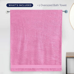 Tiqh 100% Organic Cotton Bath Towel 600 Gsm | Highly Absorbent & Quick Dry Extra Large Bath & Beach Jumbo Bath Sheet Oversized Bath Towel Extra Large (Pink)