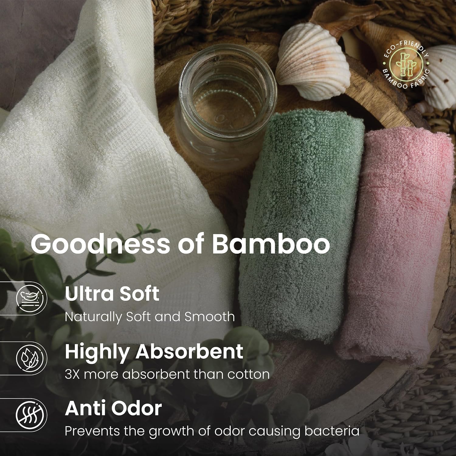 Mush 100% Bamboo Face Towel 500 Gsm | Ultra Soft, Absorbent, & Quick Dry Towels For Facewash, Gym, Travel | Suitable For Sensitive/Acne Prone Skin | Pack Of 3