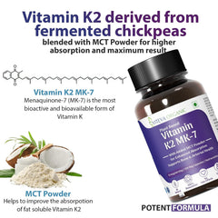 Viteva Organic Vitamin K2 , 100% Vegetarian Plant Based Vitamin K2 Mk - 7 With Mct Powder, For Optimal Calcium Absorption Benefits In Bone Health - 55mcg | 120 Veg Capsules , 200gm 0.4lbs