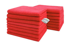 Softspun Microfiber Small Wipes Towel 340 Gsm | Multipurpose Super Soft Absorbent Cleaning Towels | 15 Piece (Red)