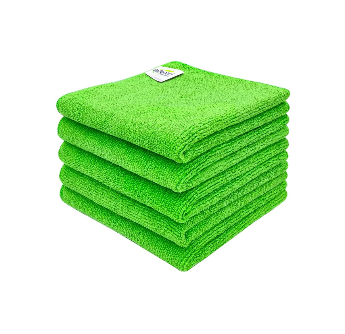Softspun Microfiber Cleaning Cloths Towel 300 Gsm | Thick Lint & Streak-Free Multipurpose Cloths Automotive Microfibre Towels For Car, Bike Cleaning Polishing Washing Pack Of 5 (Green)