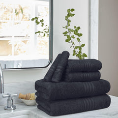 Boutiquo 100% Cotton 2 Bath, 2 Hand & 2 Face Towels 1800 Gsm | Eco-Friendly Towels For Men & Women Ultra Soft & Highly Absorbent - Charcoal Grey (Set Of 6)
