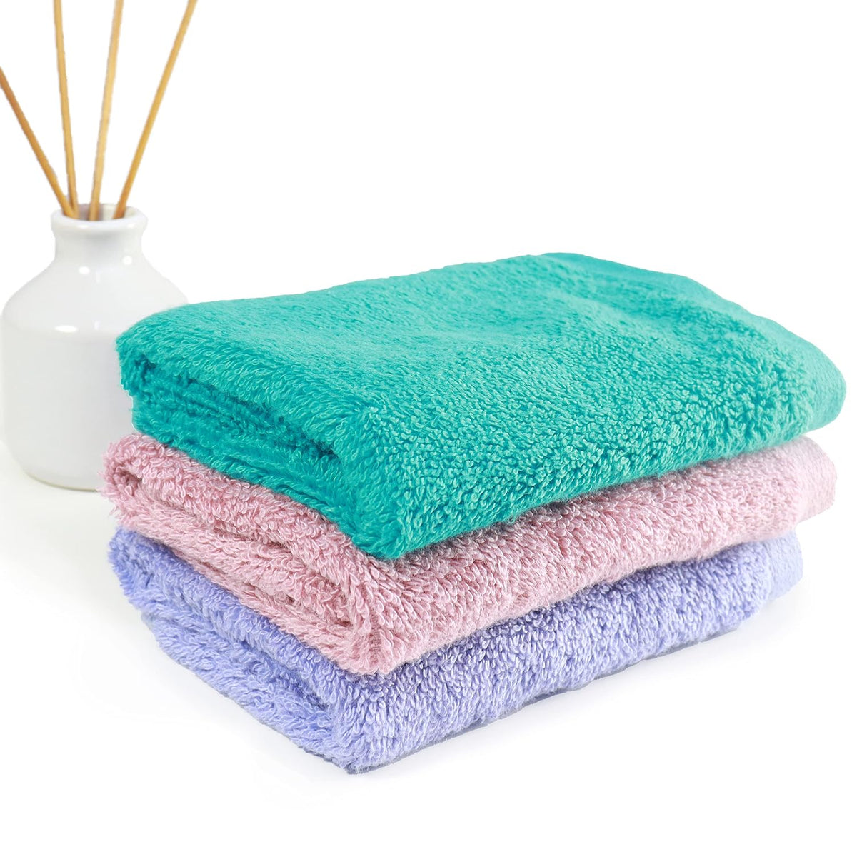 Heelium Bamboo Face Towel 600 Gsm | Ultra Absorbent & Odour-Free | 3x Softer Than Cotton Towels | Pack Of 3 - Peach, Teal, Iris