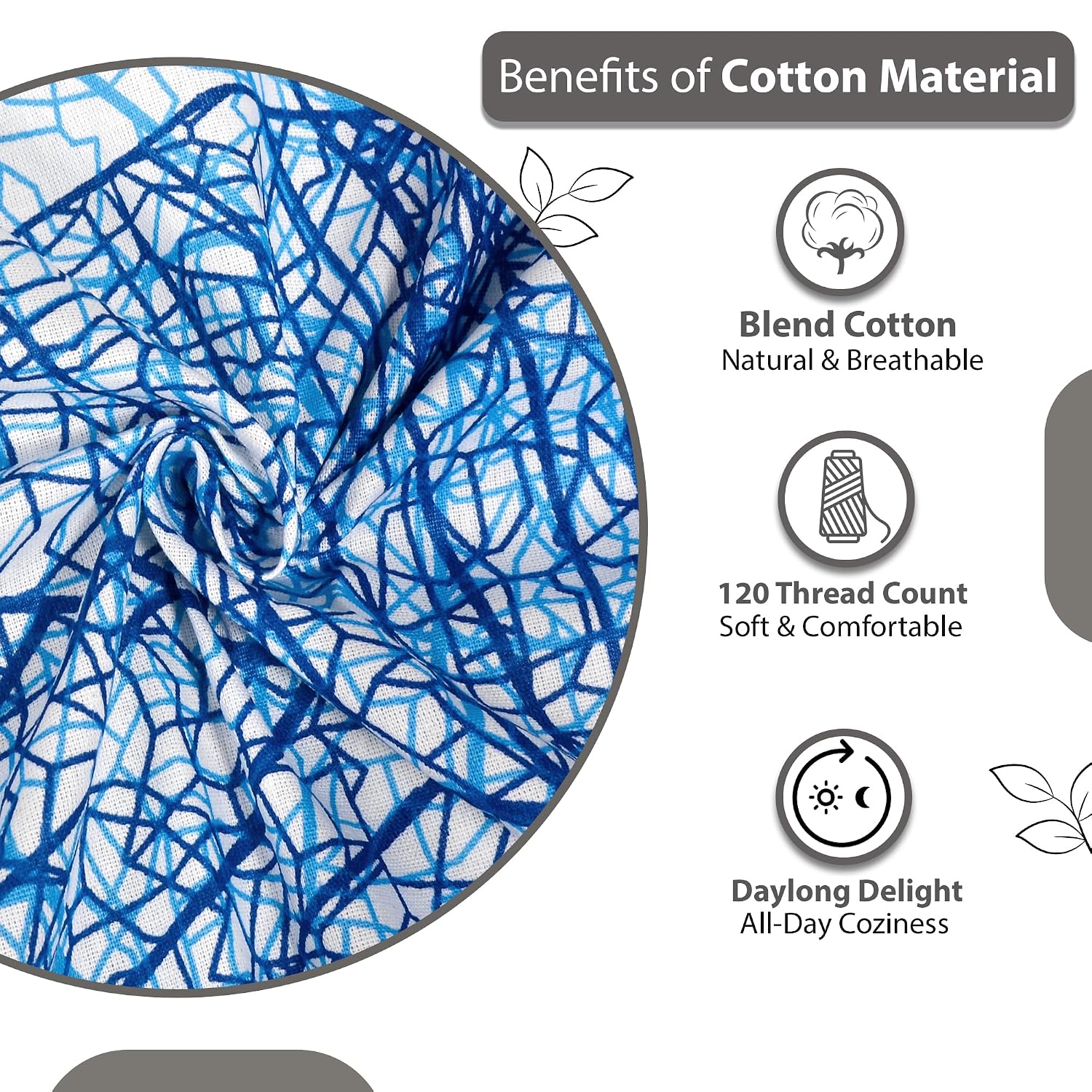100% Pure Cotton Double Bedsheet For Queen With 2 Pillow Covers - 87 X 100 Inches, Light Blue | Soft & Durable For Everyday Use & Bedroom - All Season Comfort