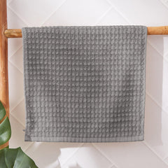 Linenwalas 100% Bamboo Waffle Quick Dry Face Towel 720 Gsm | Ultra Soft, Super Absorbent Luxury Bathroom & Travel Friendly Light Weight Face Towel (Grey) - Set Of 6