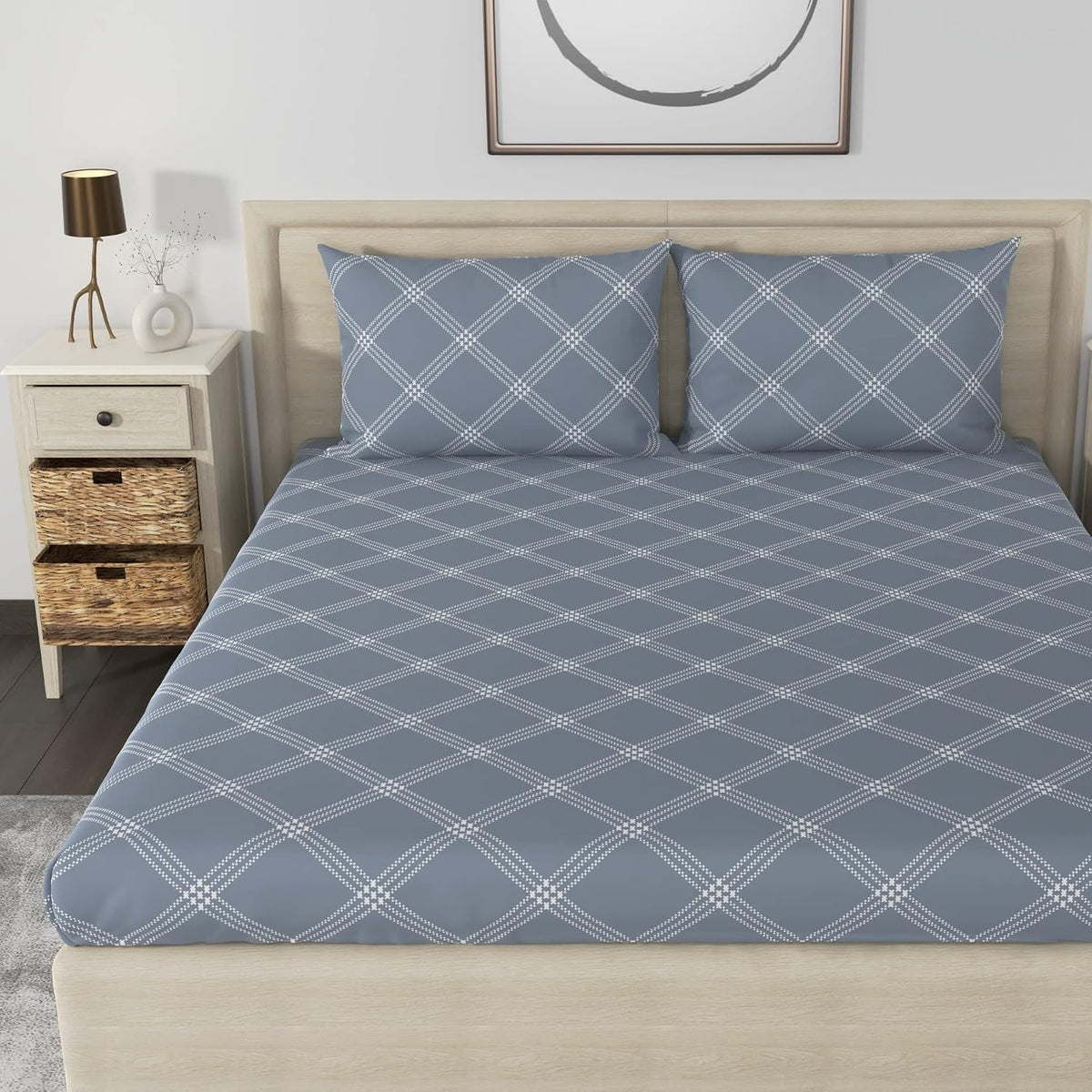 Premium Cotton Bedsheet For Double Bed King Size With 2 Pillow Covers - (108 X 108 Inches) Grey | Ideal For All Season Comfortable Bedsheet