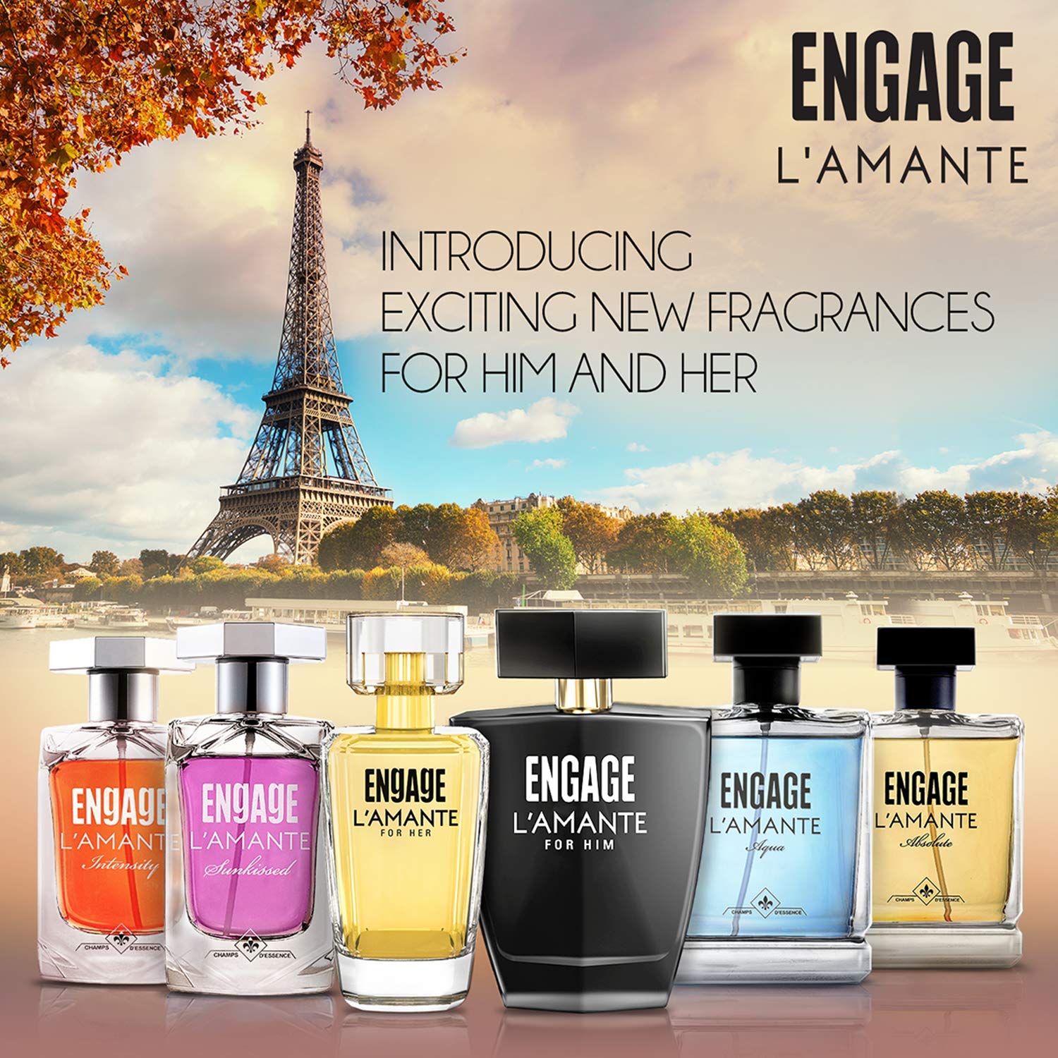 Engage L'amante Aqua Eau De Parfum For Men 100ml 3.4 Fl.oz. | Long Lasting Premium Fragrance Skin Friendly