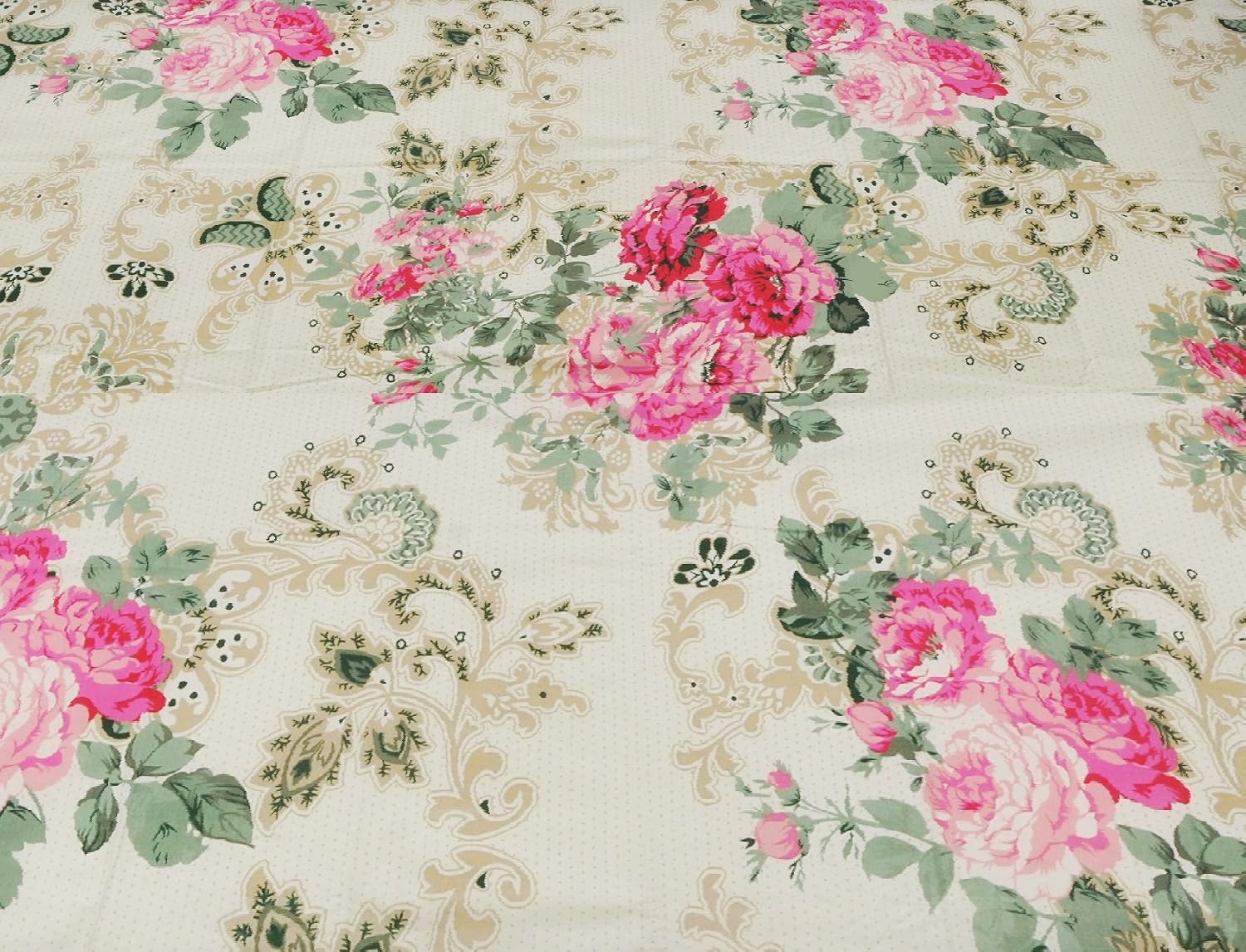 Single Bedsheet With 1 Pillow Cover - 55 X 88 Inches, Pink & Green | Lightweight, Soft & Breathable - Perfect For Gifting On Weddings Bedsheet