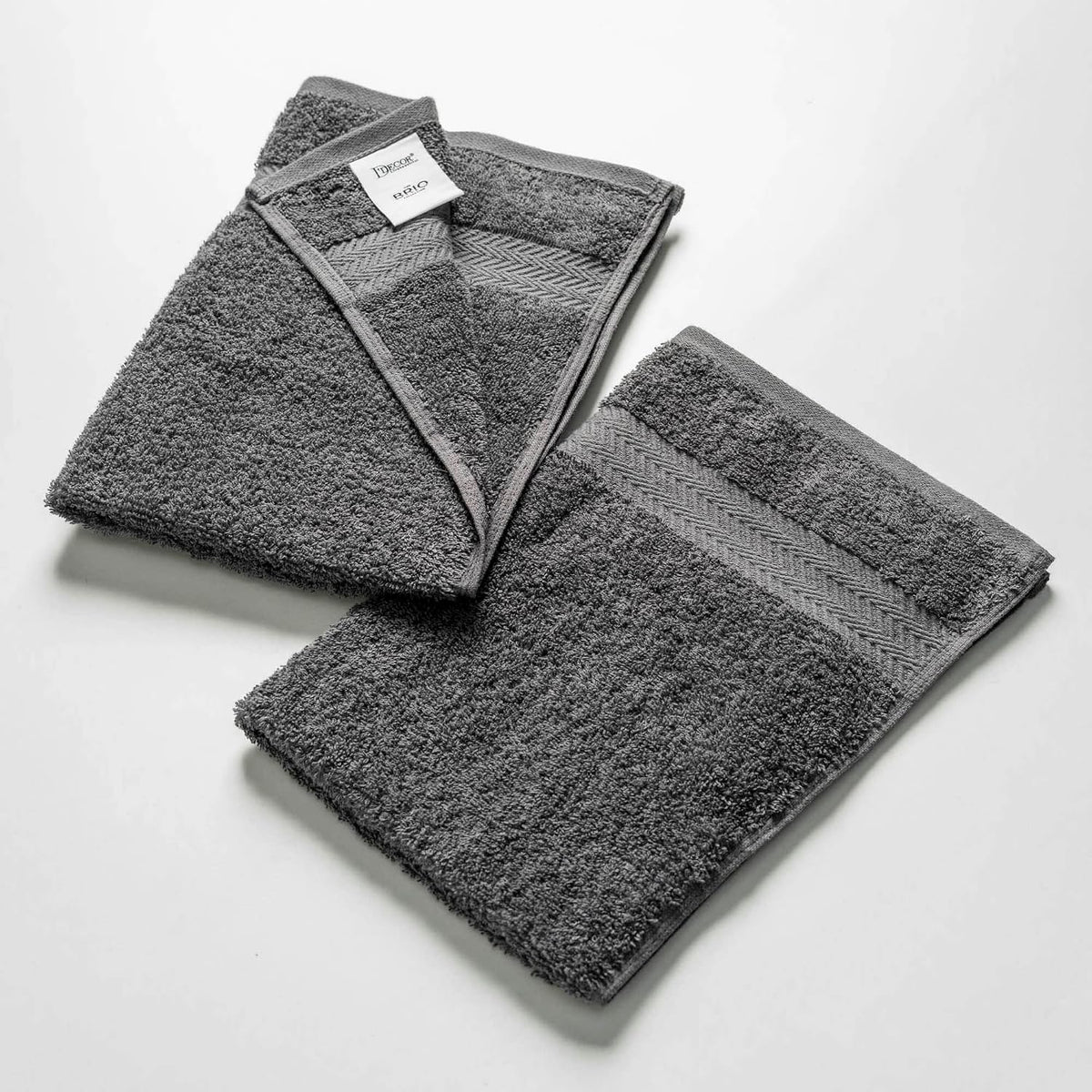 Ddecor Cotton Hand Towel 500 Gsm - Pack Of 2 (Grey)