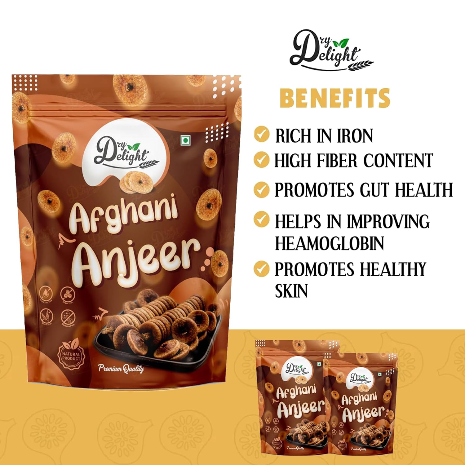 Nature's Premium Afghani Anjeer By Dry Delight 100gm, | Afghanistan Dried Figs Anjeer Nutrient-rich, Irresistibly Delicious Figs | 3.5 Ounce