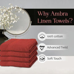 Ambra Linens Highly Absorbent Bath Towel 1900 Gsm | 100% Cotton Soft & Plush All Seasons Use Large Size -4 Pcs (Rust)