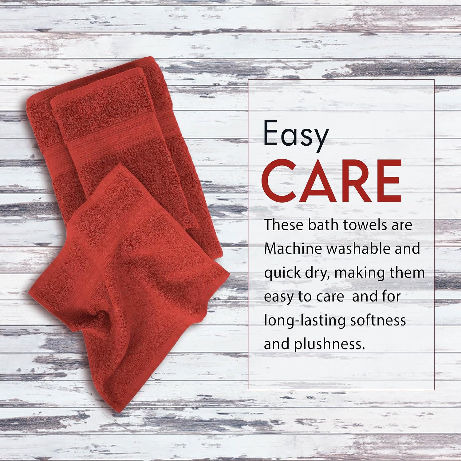 Ambra Linens 500 Gsm Highly Absorbent Towels Set 100% Cotton Soft & Plush All Seasons Use Large Everyday Use Durable Face, Bath & Hand Towels (6 Pieces Rust)