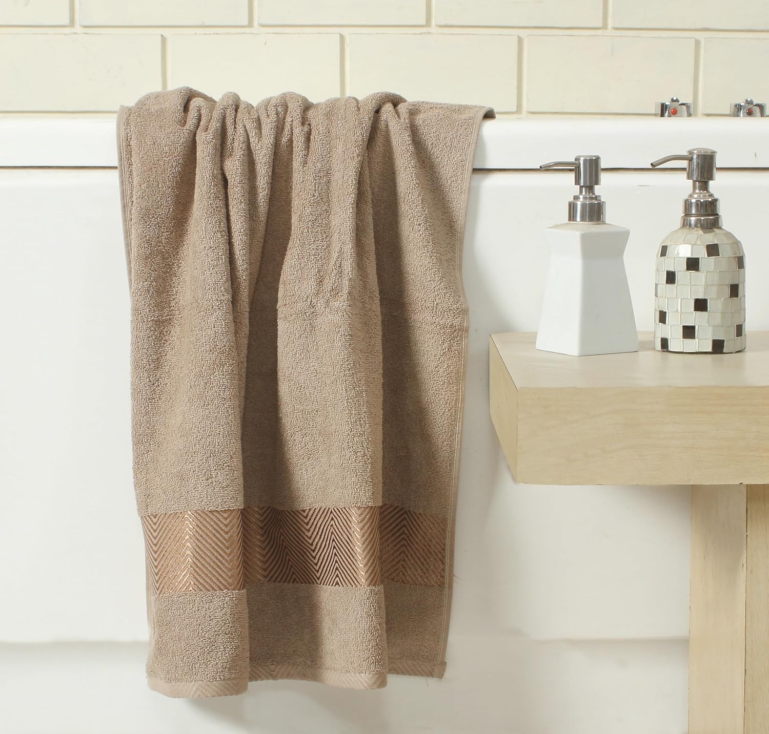 Fash Home International Bath Towel 500 Gsm | Ultra Soft, Highly Absorbent, Quick Dry, Plush & Durable Cotton Bath Towel (Beige)