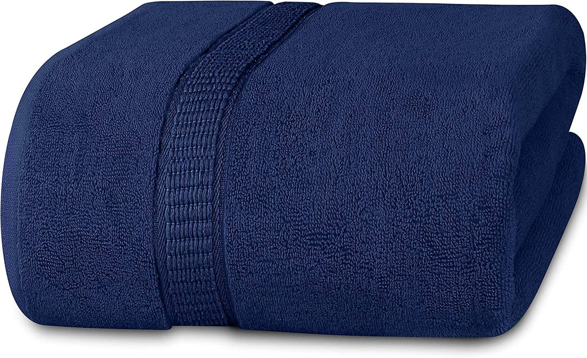 Tiqh 100% Cotton Bath Towel 600 Gsm | Highly Absorbent & Quick Dry Extra Large Bath Towel (Navy)