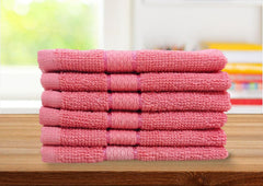 Caslino Small Cotton Face Towels 600 Gsm | Soft & Absorbent Towel For Women & Men - Coral Red (Pack Of 6)