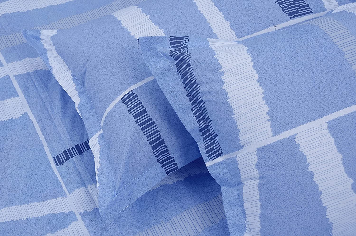 King Size Bedsheet With 2 Pillow Covers - 110 X 108 Inches, Blue & White | Ideal For House, Guest House, Hotel | Soft & Comfortable Sleep Experience