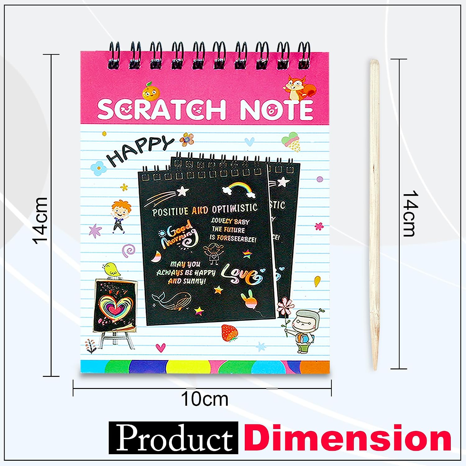 Scratch Notepad For Kids, Theme A1 With Magical Rainbow Color, Portable & Travel-Friendly, 2Pcs