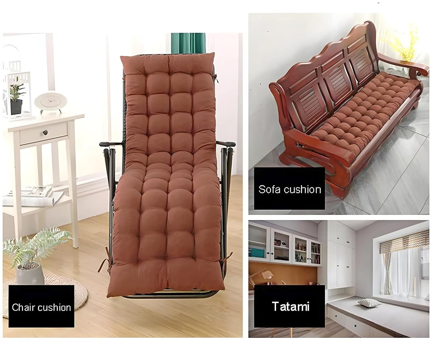 Microfiber Solid Long Quilted Chair Cushion - Pad, Chair Back Rest Pillow, Brown - Size 45 X 91 Cm | Furniture Cushion Pillow, Lightweight, Versatile Use, Breathable, Soft Pillow