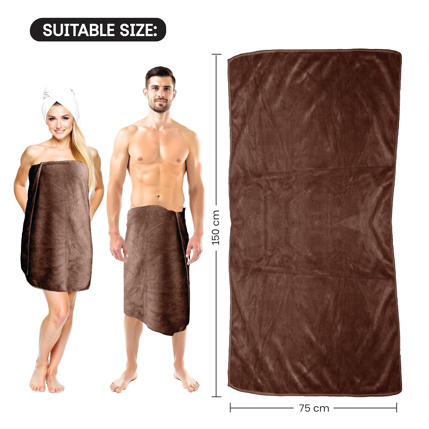 Housse Premium Microfiber Bath Towel 550 Gsm | Extra Large Quick Dry Towels Super Soft Plush | Ultra Absorbent For Home, Swimming, Sports, Travel (Cocca Brown)