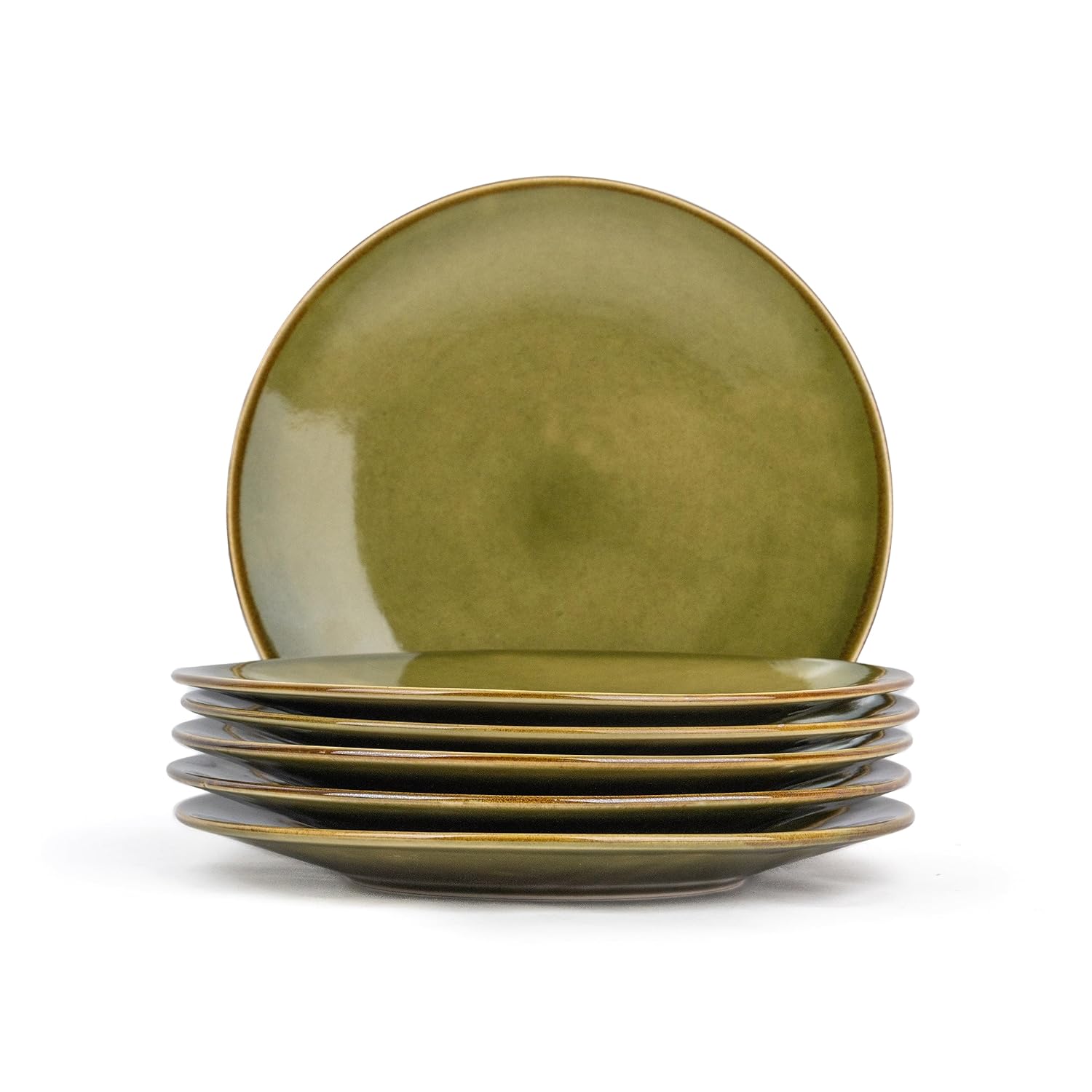 Ceramic Dinner Set Of 12 Pcs, Mehndi Ombre | Crockery Set For Dining Table - Dining Sets Crockery Items | Glossy Finish - 6 Dinner Plates+ 6 Veg Bowls, 220ml Each