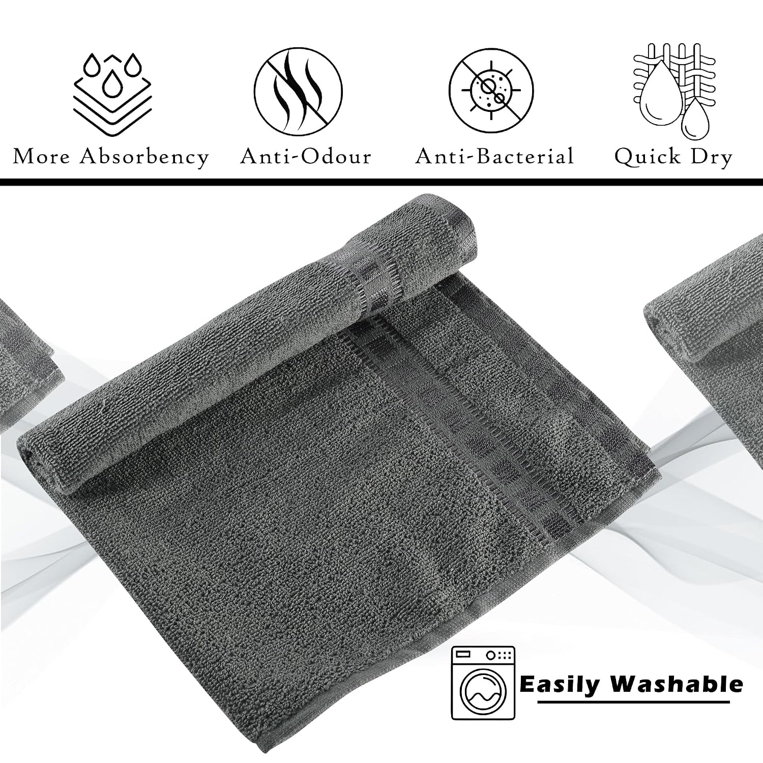 Kuber Industries Cotton Hand & Face Towels 1 Kg | For Men & Women Easily Washable Workout Gym Napkins For Men | Pocket Towel - Grey (Pack Of 6)