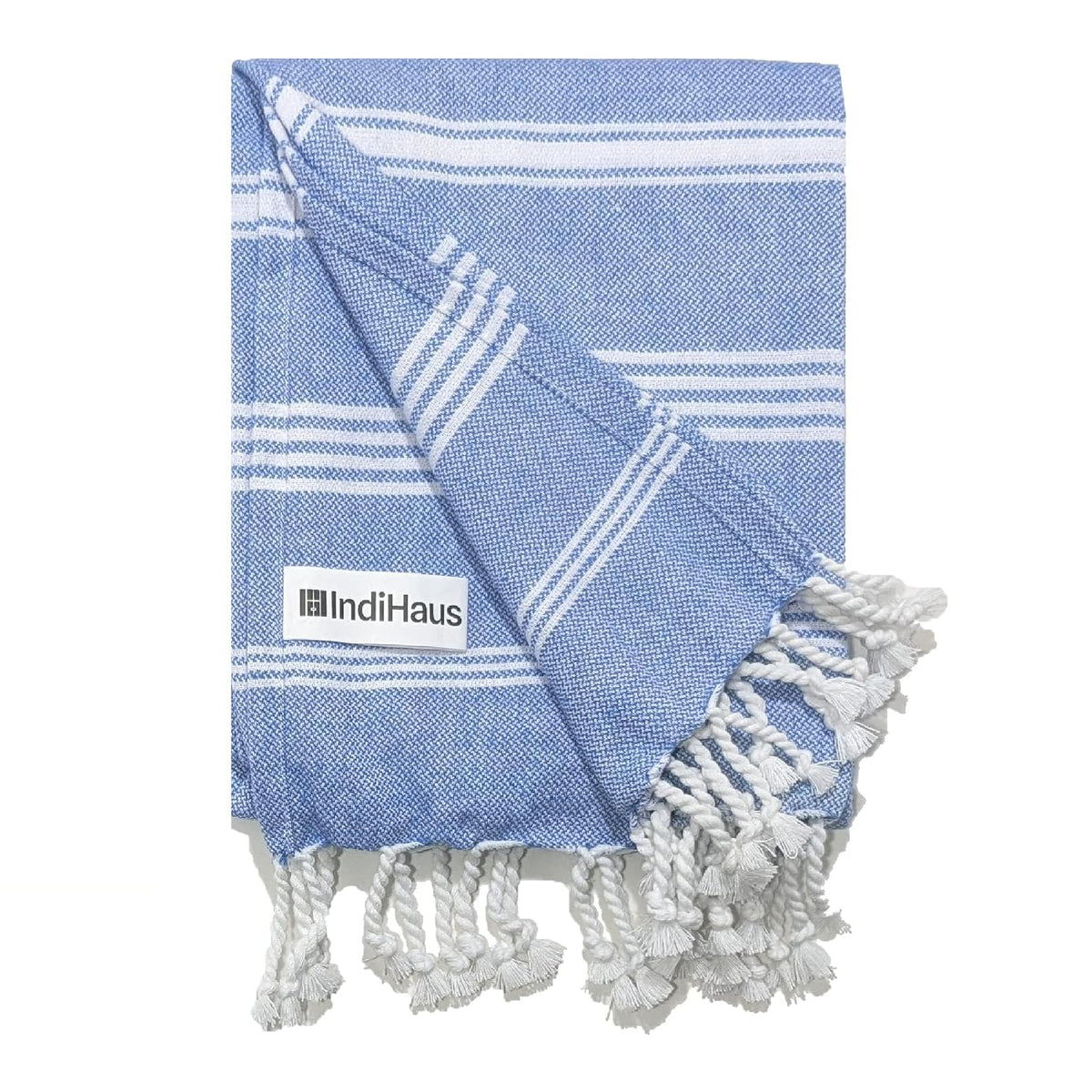 Indihaus Premium Large Cotton Bath Towels 380 Gsm | Soft, Absorbent & Comfortable Large Size Bath Towels (Blue)