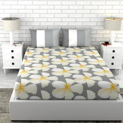 Perfect Cotton King Size Bedsheet With 2 Pillow Covers | 104 X 104 Inches, White & Grey | Durability, Breathability, Softness, & Easy Maintenance