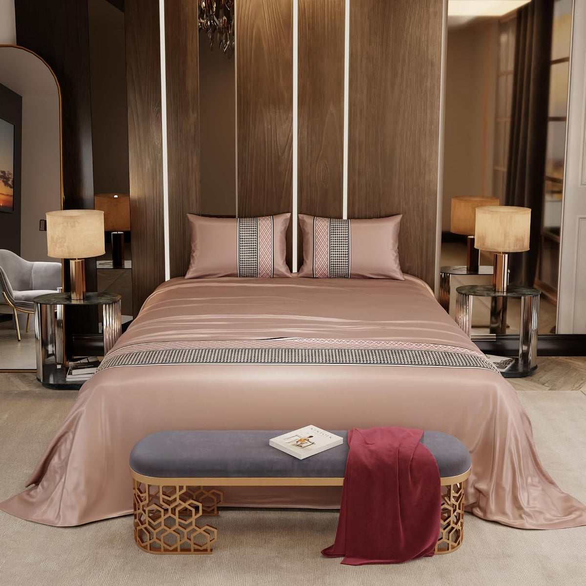 Super King Bedsheet With 2 Pillow Covers & Comforter - 108 X 108 Inches, Champagne | Hypoallergenic, Breathable, Gentle On Skin & Hair, Fade & Wrinkle Resistant, Wedding Gift For Couples