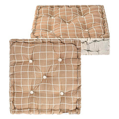 Cotton Chair Cushions Pillow For Sitting, For Back Rest, Check Print - Brown | Chair Pad For Office Work & Posture Support | Lightweight & Portable, Durable & Long-Lasting - Pack Of 2
