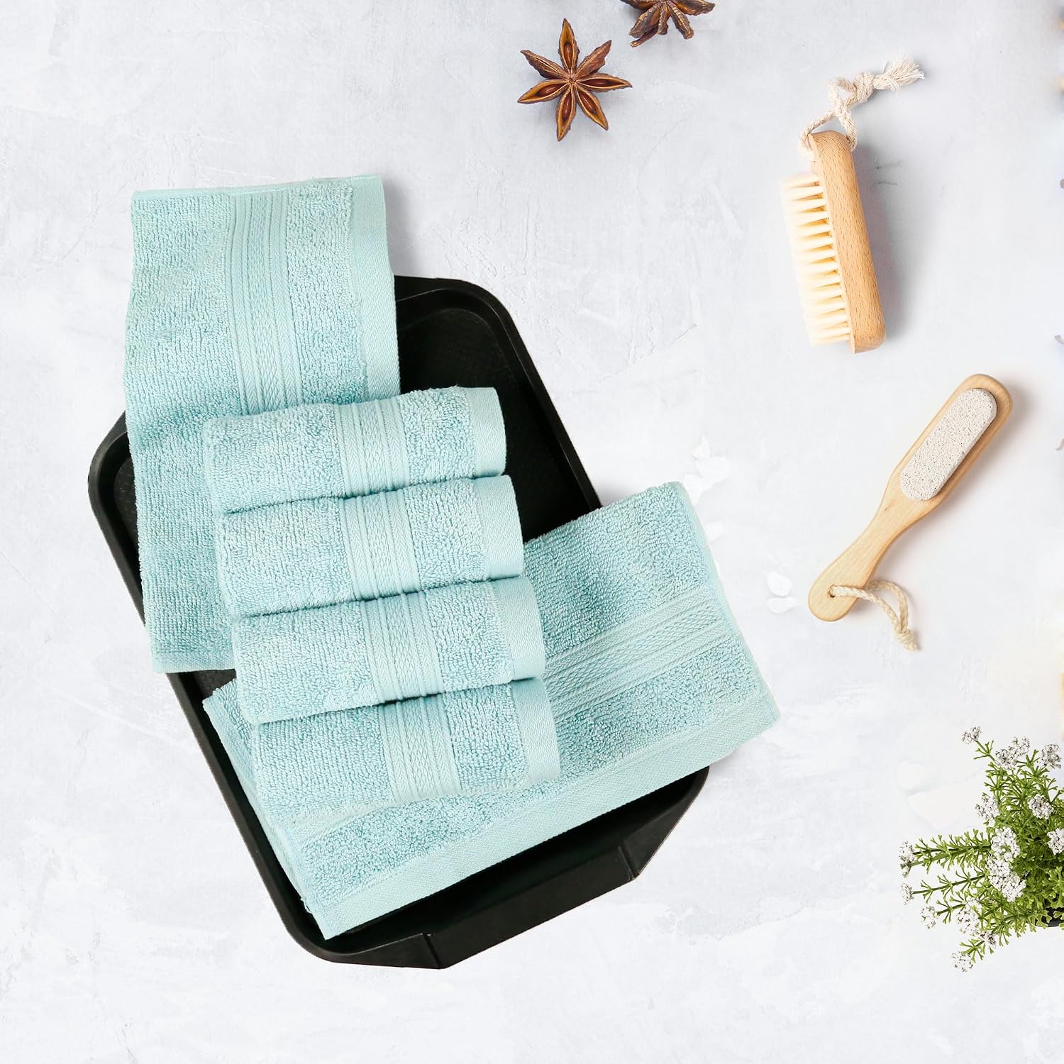 Trident Soft Comfort Air Rich 100% Cotton Bath Towel 500 Gsm | Highly Absorbent Towels For Men/Women 6 Pcs Face Towel Set (Nile Blue)