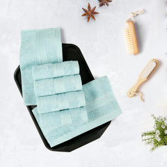 Trident Soft Comfort Air Rich 100% Cotton Bath Towel 500 Gsm | Highly Absorbent Towels For Men/Women 6 Pcs Face Towel Set (Nile Blue)