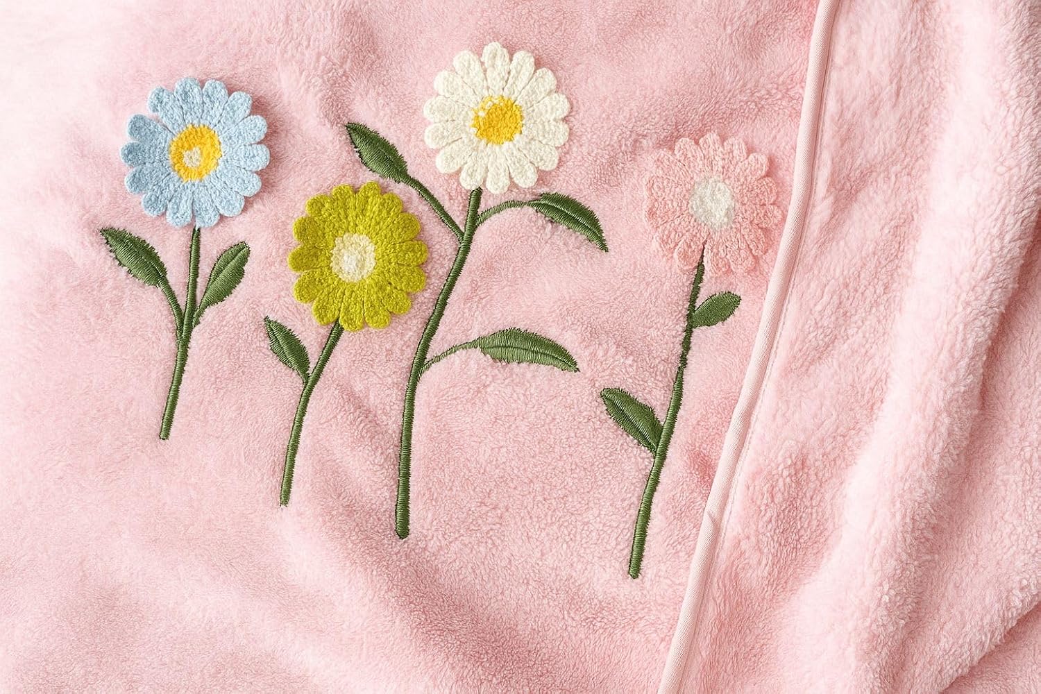 Divyam Floral Embroidered Bath Towel 350 Gsm | Premium Soft Microfiber Quick-Dry, Lightweight & Absorbent Towel With Pastel Daisy Design (Rose-Pink)