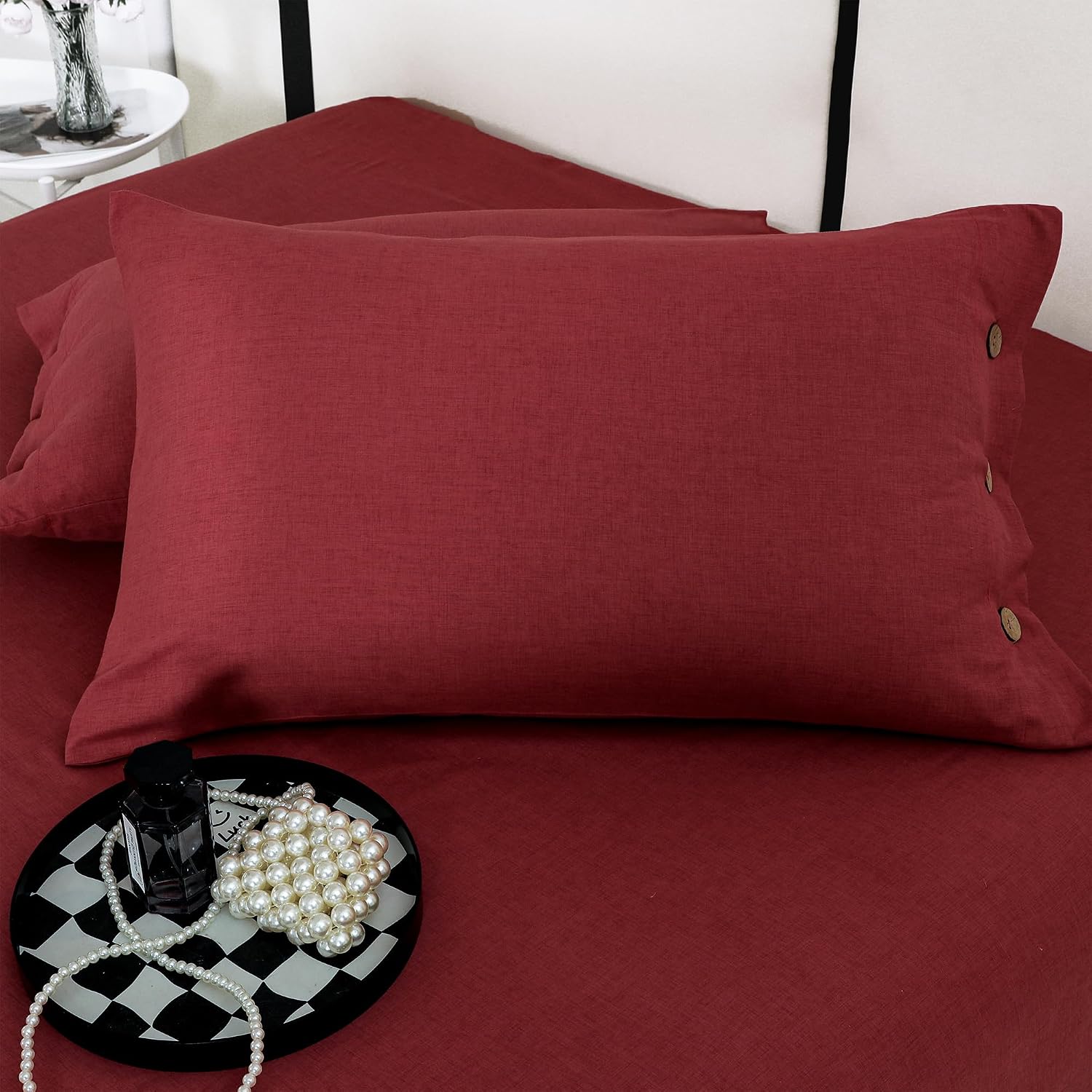 Soft Bedsheet For King Size Bed With 2 Matching Pillow Cover | 98 X 106 Inches, Red | Skin-Friendly Touch & Lasting Comfort - Soft & Breathable