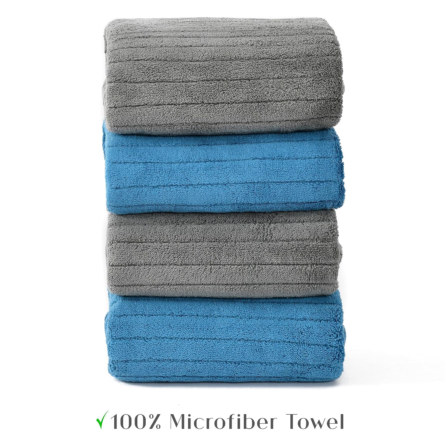 Urbanleaf Stripe Microfiber Hand Towels 340 Gsm | Gym & Workout Towels, Pack Of 4 (Multicolor 2)