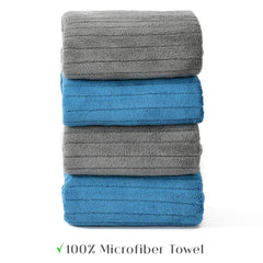 Urbanleaf Stripe Microfiber Hand Towels 340 Gsm | Gym & Workout Towels, Pack Of 4 (Multicolor 2)