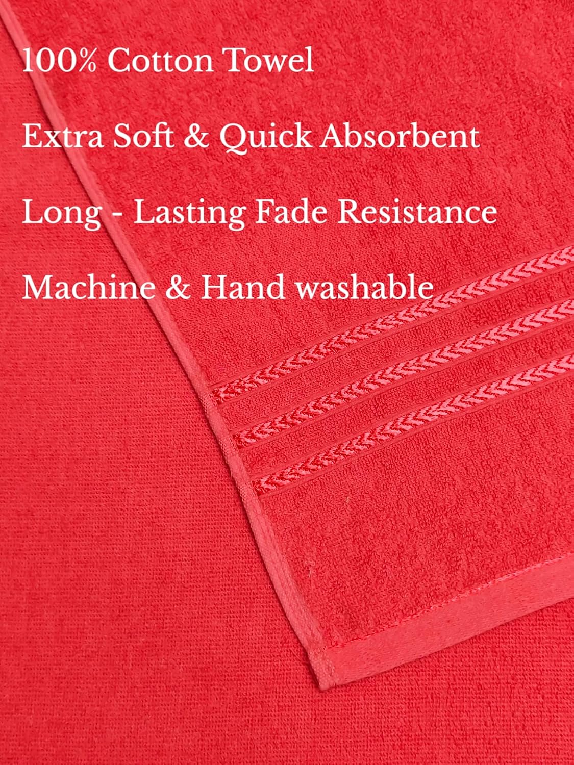 100% Cotton Bath Towel 450 Gsm | Large Size Soft & Absorbent Sport & Beach Bath Towel (Tomato Red)