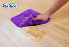 Softspun Microfiber Cleaning Cloths Towel 300 Gsm | Thick Lint & Streak-Free Multipurpose Cloths Automotive Microfibre Towels For Car, Bike Cleaning Polishing Washing Pack Of 5 (Purple)