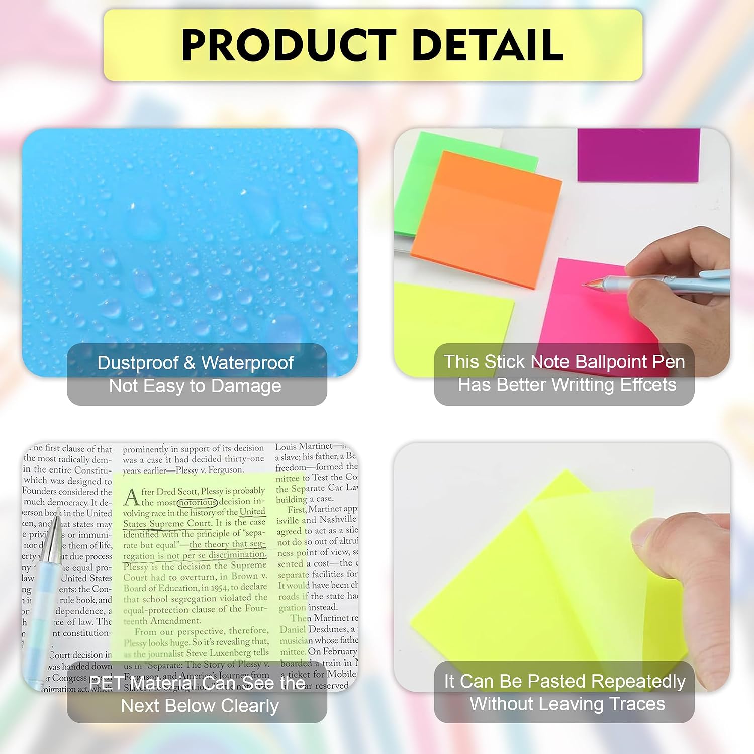 250 Sheet Super Sticky Notepad, Plain Notes For Lists & Longer Notes | 2 Times Sticking Power