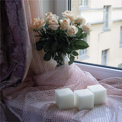 WHITE SQUARE CANDLES SET OF 3 | 3 * 3 * 3INCH EACH | ROMANTIC UNSCENTED CANDLES