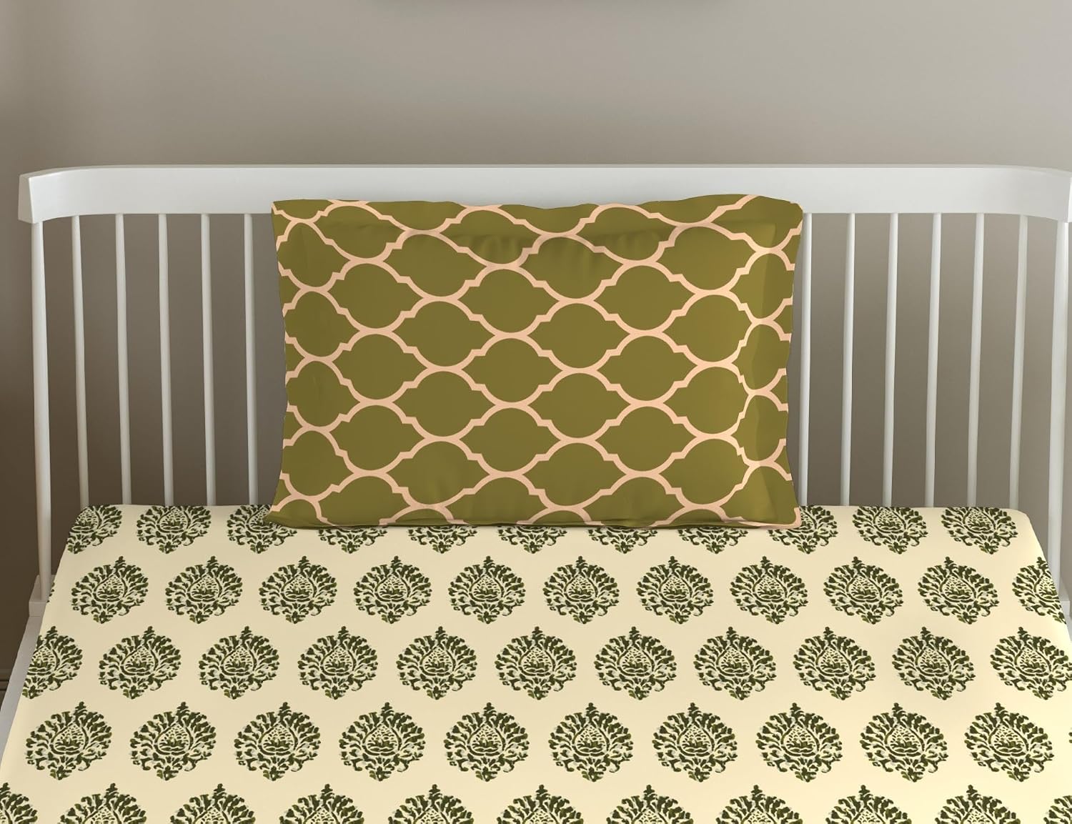 Cotton Printed Single Flat Bedsheet With 1 Pillow Cover - 60 X 100 Inches, Forest Green & Beige | Breathable & Skin Friendly Bedsheet | Ideal For Year Round Use