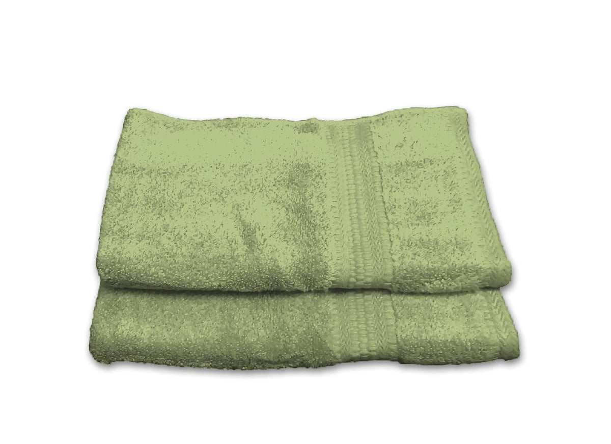 Bombay Dyeing Super Ultrx Zero Twist Plain Dyed Cotton Hand Towel 400 Gsm (Shadow Green) - 2 Piece