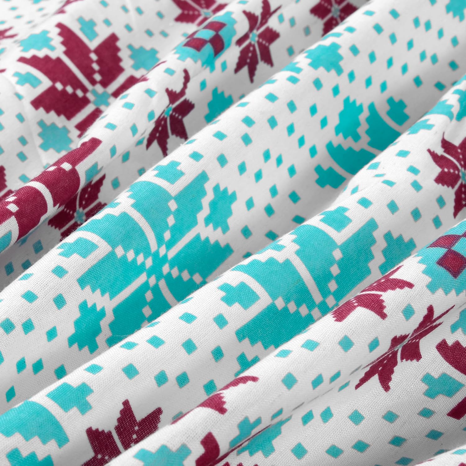 Bedsheet For Single Size Bed With 1 Pillow Cover - 57 X 87 Inches, Aqua & Red | Gifts For Wedding Or Anniversary, Surprise, Soft, Breathable, & Comfortable Bedsheet