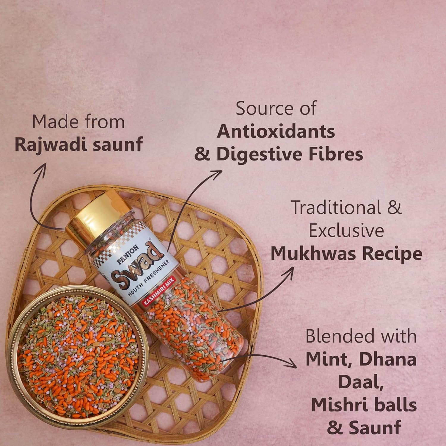 Panjon Swad Kashmiri Mix Mouth Freshener 150gm, | Perfect For After-Meal