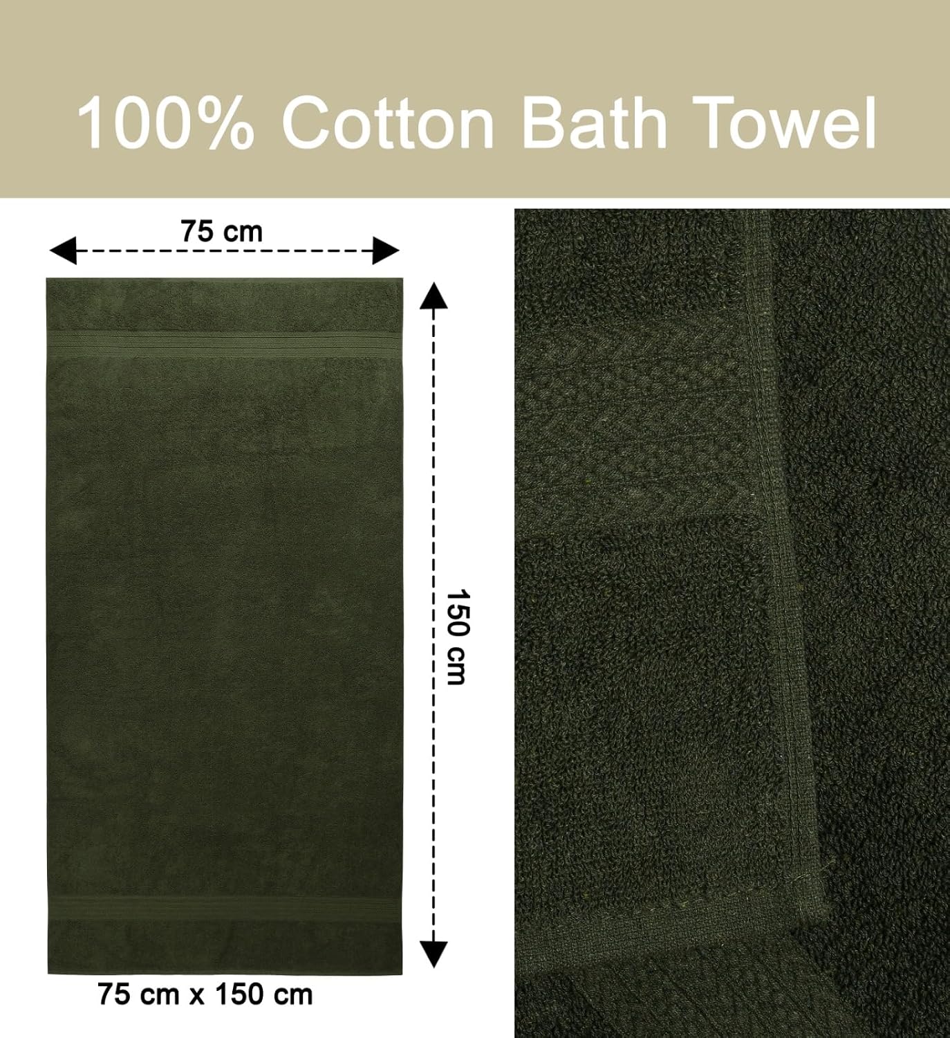 Soweto Luxury Cotton Bath Towel 550 Gsm | Ultra Soft & Super Absorbent Bath Sheet Quick Dry, Lightweight & Durable Fabric Large Size Towel (Green)