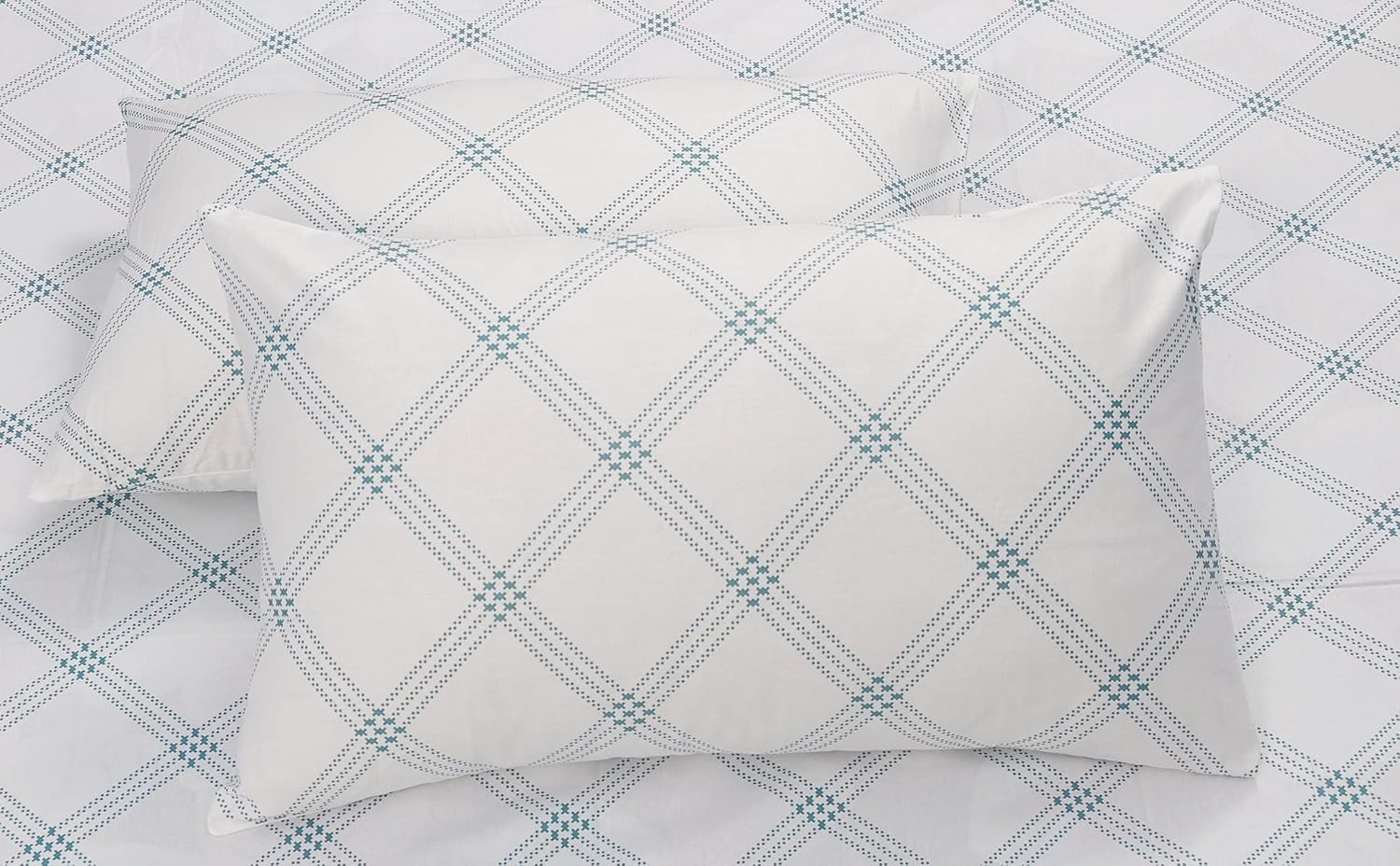 Single Bedsheet Cotton With 1 Pillow Cover - 55 X 88 Inches, White (Blue Pattern) | Lightweight, Soft & Breathable - Perfect For Gifting On Weddings Bedsheet