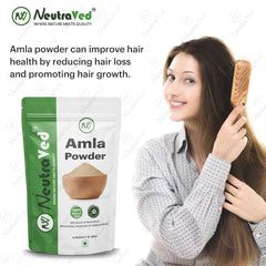 Neutraved Quality Amla Powder For Eating Amla Seed Less Powder Food Grade, May Help In Good Hair Growth, Food - Grade Stand - Up Zipper Pouch | 200gm 0.4lbs