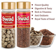 Panjon Swad Anardana & Roasted Alsi Pachak Mouth Fresheners 240gm, (120gm *2 Bottles)