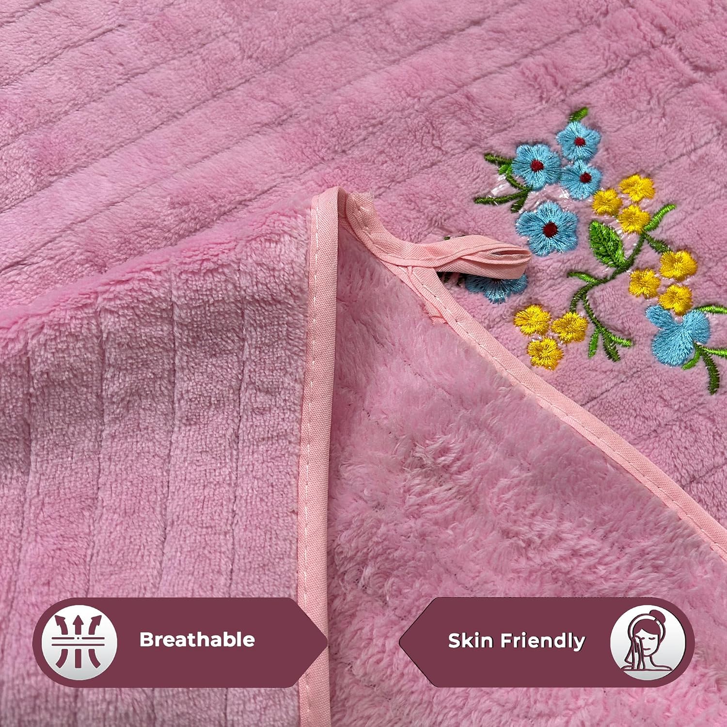 Enrich Homes Hand Small Towels 600 Gsm | Soft Microfiber Face Towels For Men & Women Kitchen & Bathroom Towel Set (Baby Pink)- Set Of 4