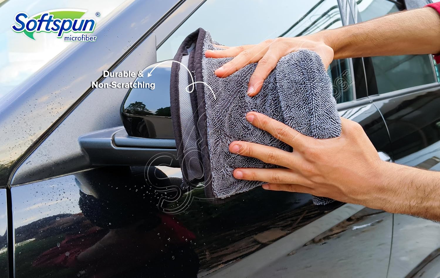 Softspun Microfiber Cloth Towel 400 Gsm | Extra Thick Microfiber Cleaning Cloths Perfect For Bike, Auto, Cars Both Interior & Exterior (Grey)- Pack Of 1